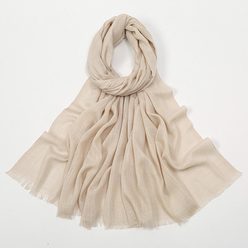 Sophisticated Cream Color Soft Long Imported Breathable Bamboo Cotton Hijab / Orna