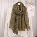 Beautiful Bean Green Heart Patterned Soft Lightweight Long Hijab / Orna