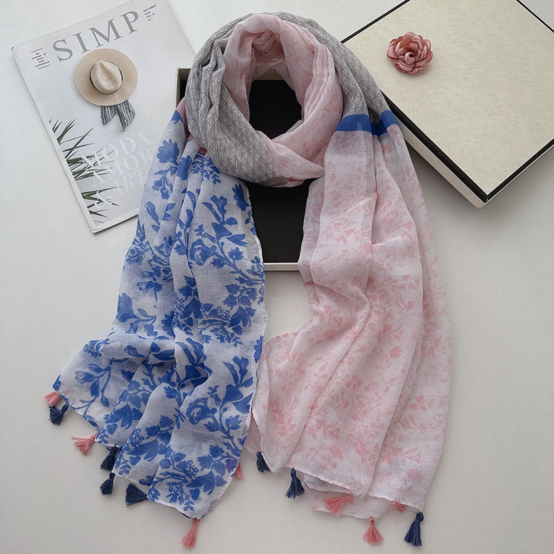 Pretty pink colour soft Summer-friendly tassel hijab/orna