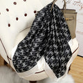 Elegant black white silk scarf
