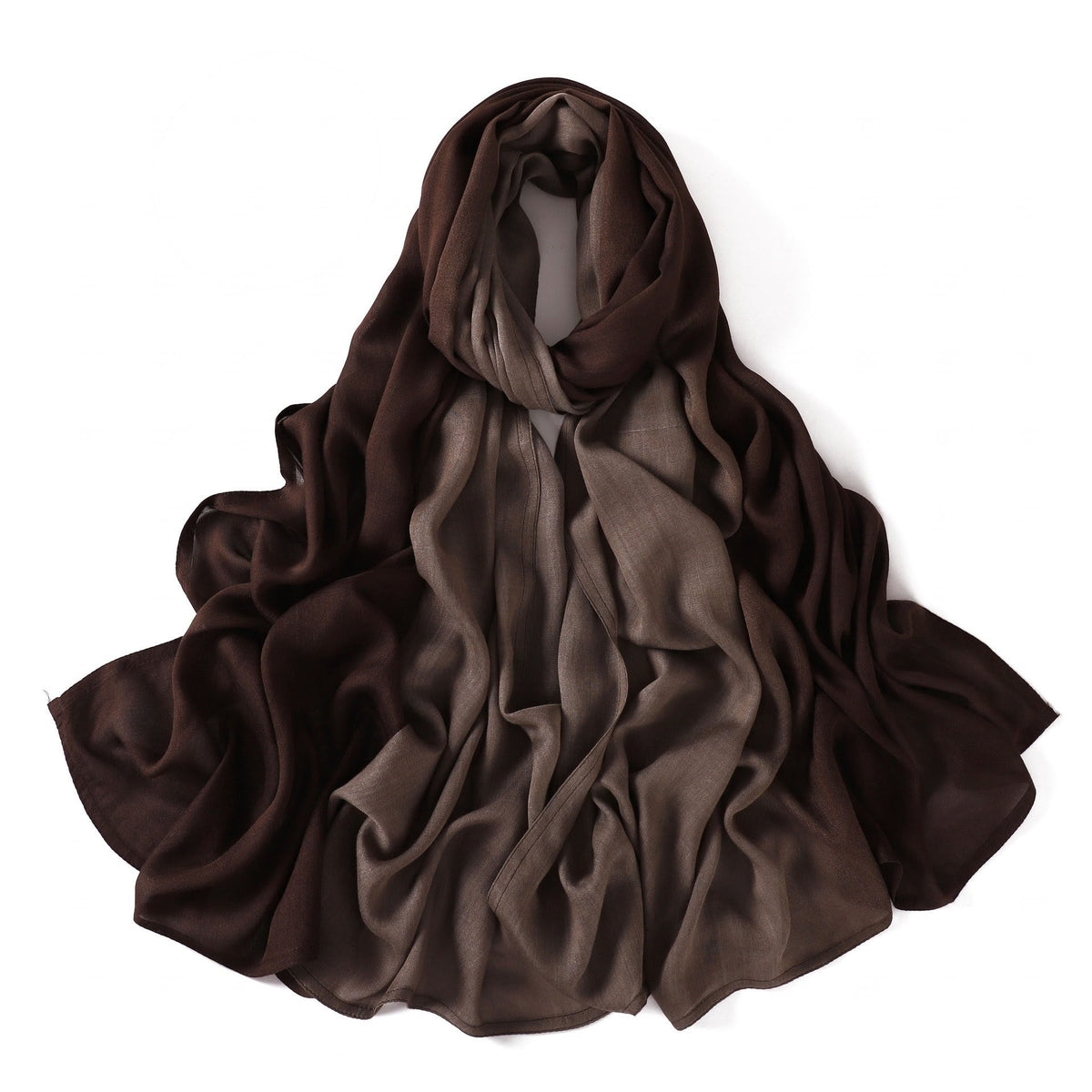 Elegant Coffee Color Literary Retro Gradient Rayon Cotton Imported Hijab / Orna