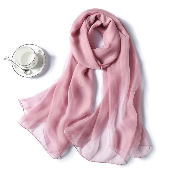 Pretty Pink Color Transparent Solid Color Soft Long Silk Scarf / Orna