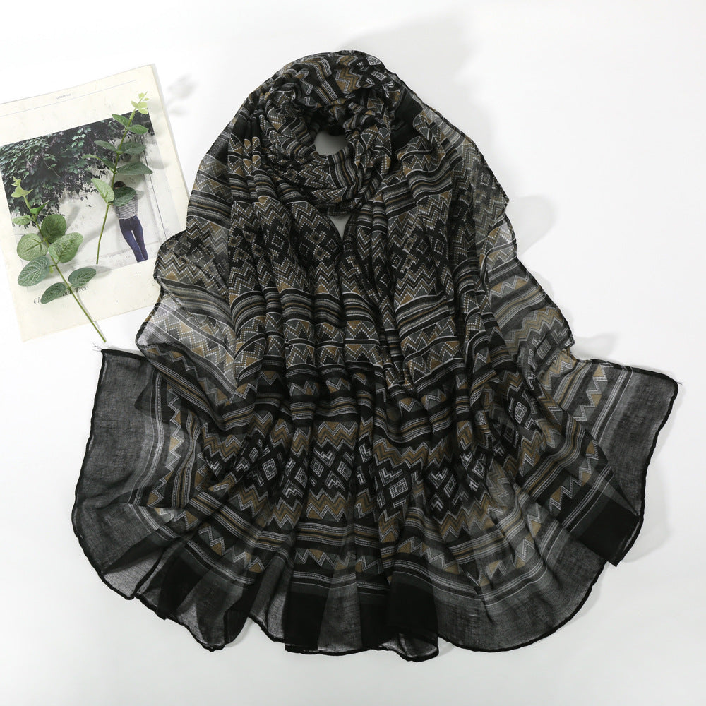 Stylish Black Classic Ethnic Style Super Soft Summer Friendly Long Hijab / Orna