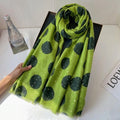 Polka Dot Printed Bronzing Green Color High Quality Imported Long Soft Party Hijab / Orna