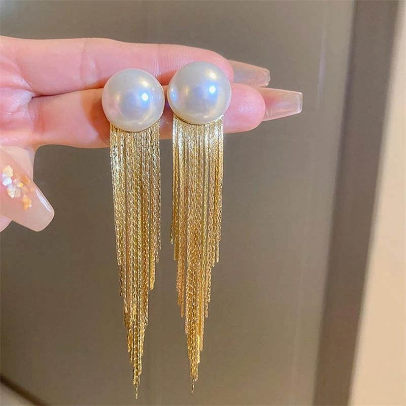 Elegant crystal tassel earrings