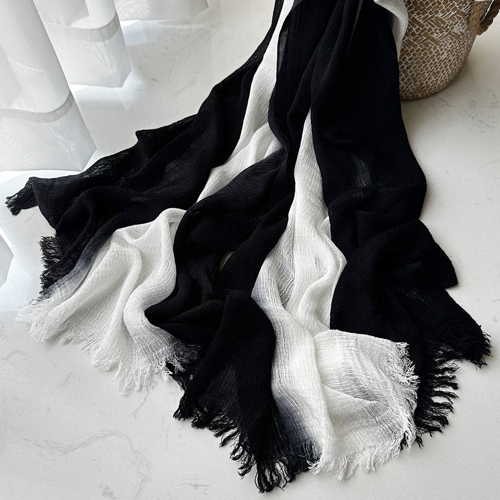 Classy black & white color rayon cotton hijab