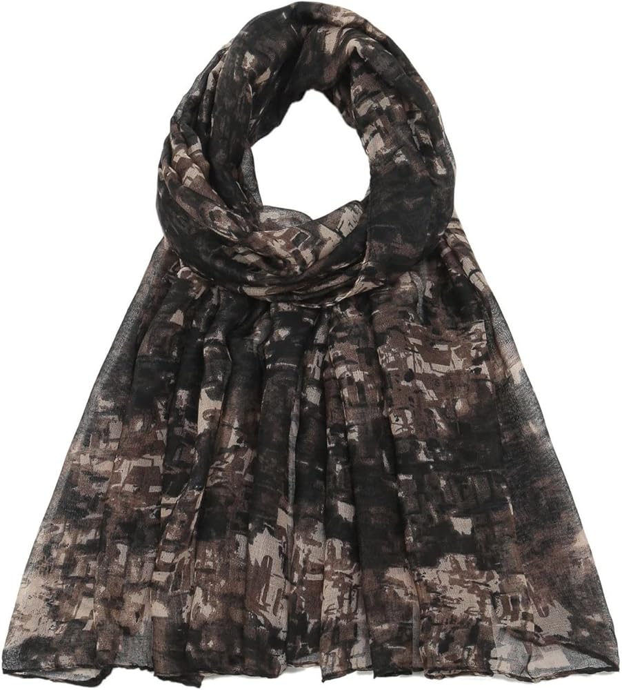 Elegant Chocolate Brown Printed Soft Lightweight Long Hijab / Orna