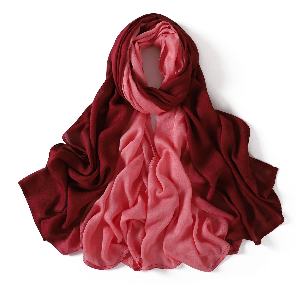 Gorgeous Red & Pink Premium Literary Retro Gradient Rayon Cotton Imported Hijab / Orna