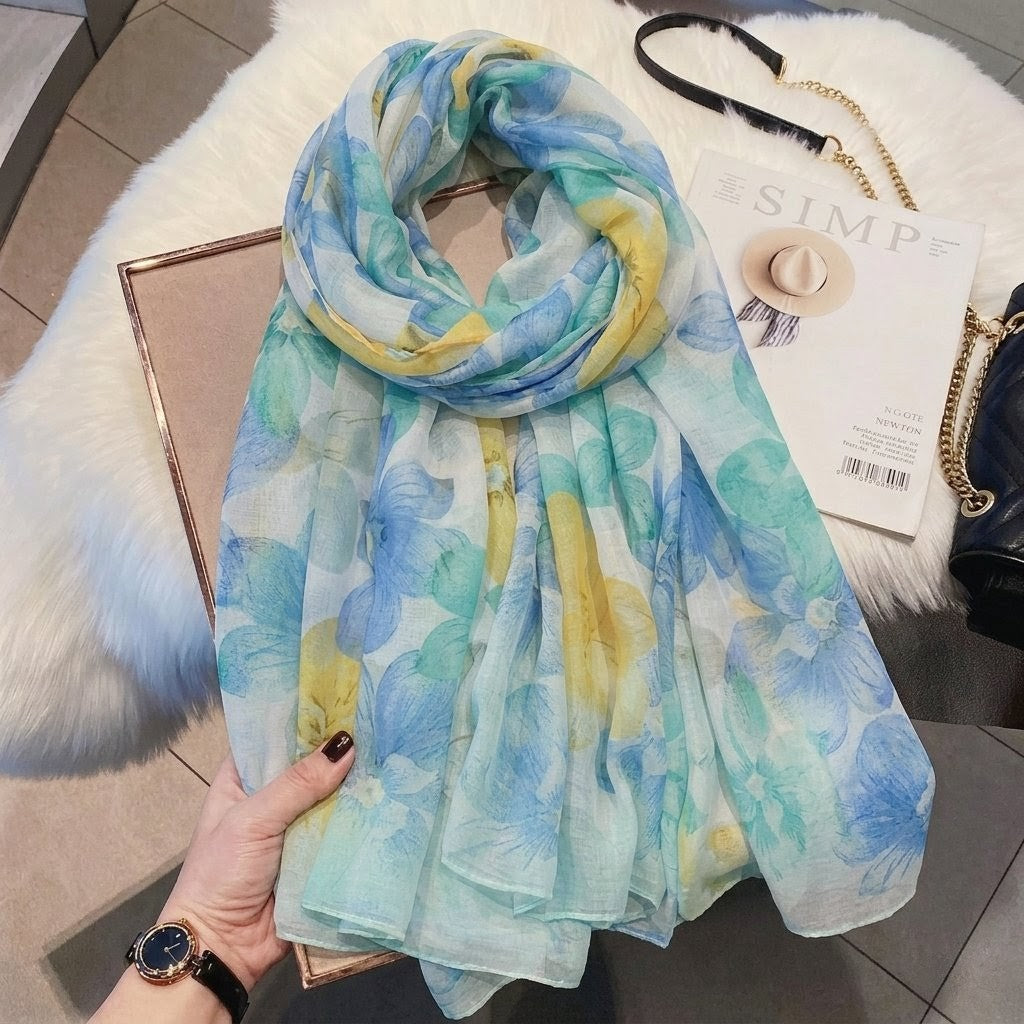 Colorful floral printed long soft hijab / orna