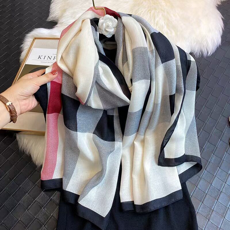Stunning black white soft long viscose  hijab / orna
