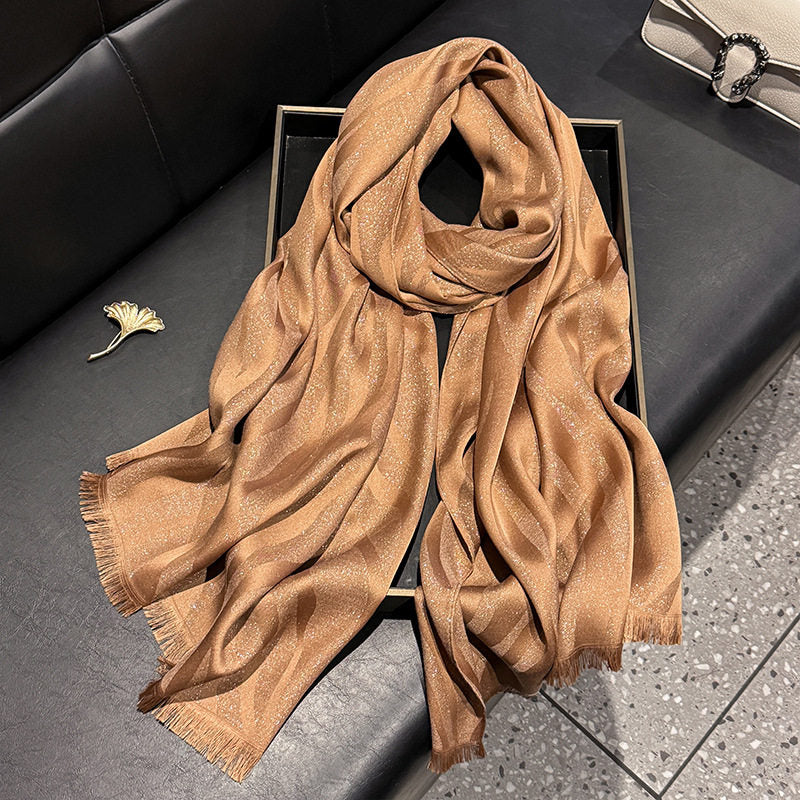Premium Brown Color Imported Shiny Party Hijab / Orna