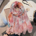 Pink colour floral printed long soft hijab