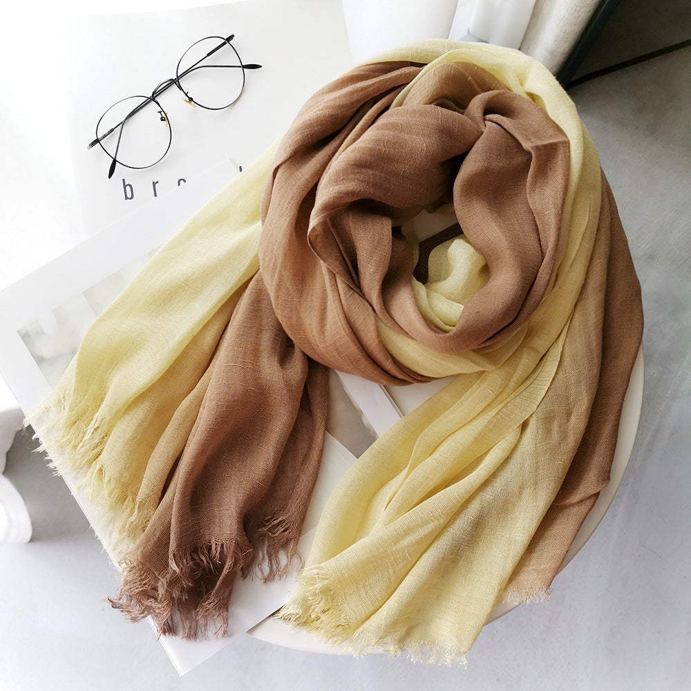 Yellow khaki full coverage soft cotton hijab / orna