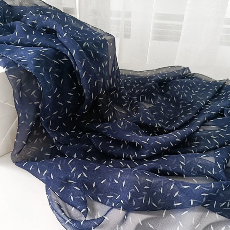 Elegant navy blue color long georgette scarf