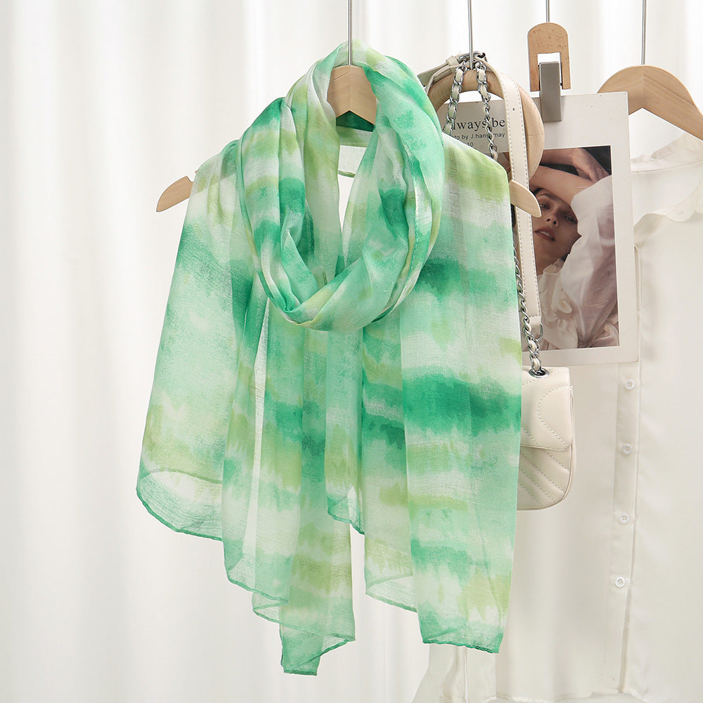 Stylish Green Tie Dye Soft Long Summer Friendly Hijab / Orna