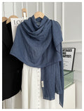 Elegant Denim Blue Japanese-Style Imported Summer Friendly Long Wrinkled Cotton Hijab / Orna