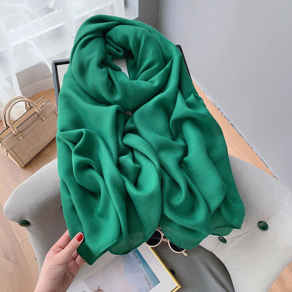 Classy Vegetable Green Long Soft Summer Friendly Imported Hijab / Orna
