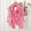 Pretty Pink Leaf Printed Soft Long Imported Summer Friendly Hijab / Orna