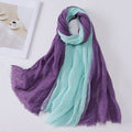 Classy Deep Purple Soft Gradient Natural Muslim Women Comfortable Imported Crinkle Cotton Hijab / Orna