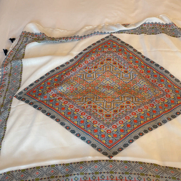 Imported Classic Ethnic Style Super Soft Premium Cotton Long Tassel Cotton Hijab / Orna