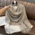 Beautiful Khaki New Japanese Travel Sunscreen Literary Retro Women's Summer Friendly All-match Solid Color Long Cotton Lace Hijab / Orna