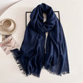 Elegant Navy Blue Imported Super Soft Big Size Summer Friendly Cotton Hijab / Orna