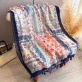 Boho Colorful Floral Printed Long Soft Imported Summer Friendly Tassel Hijab / Orna