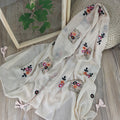 New Ethnic Style Embroidered Off White Color Flower Cotton Tassel Hijab/Orna