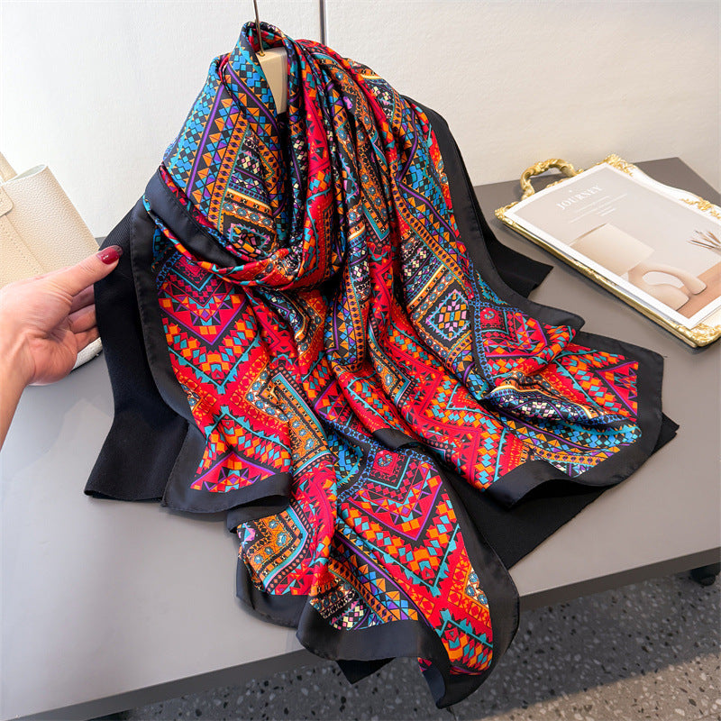 Bohemian printed multicolored silk hijab / orna