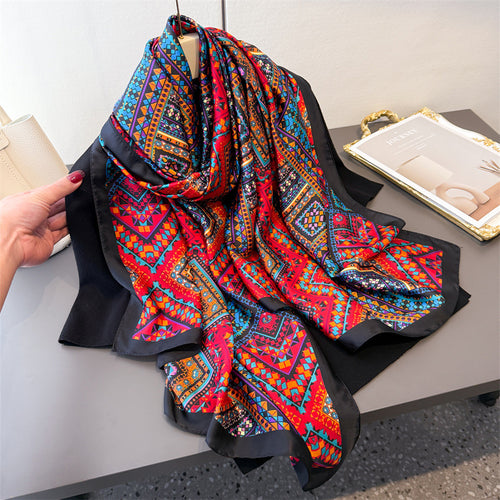 Bohemian printed multicolored silk hijab / orna