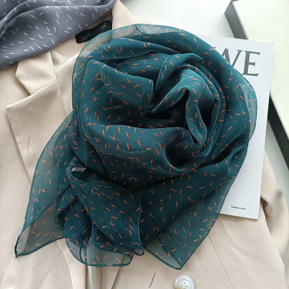 Greenish blue soft long georgette scarf / orna