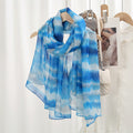 Classy Blue Tie Dye Soft Long Summer Friendly Hijab / Orna