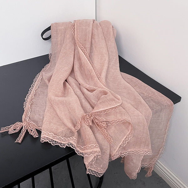 Pretty Pink Imported Premium Soft Cotton Lace Hijab / Orna