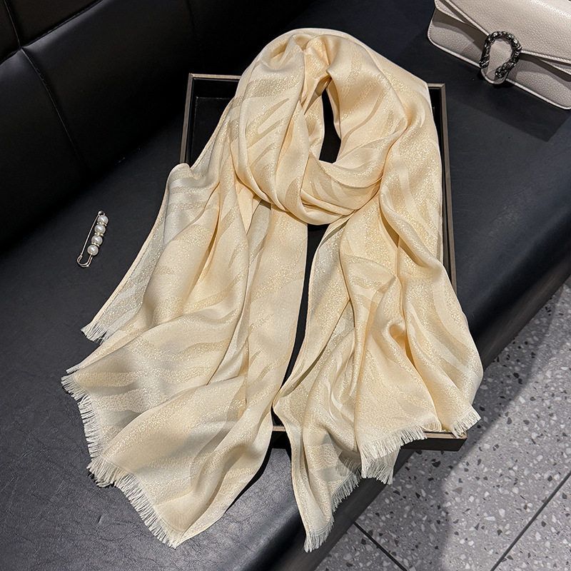 Beautiful Beige Color Imported Shiny Party Hijab / Orna