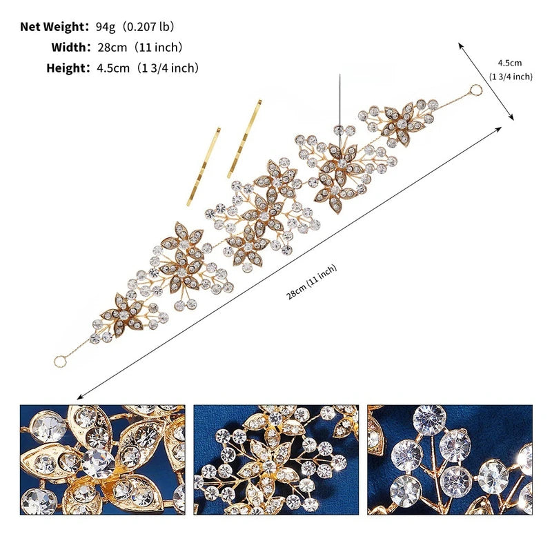Bridal Wedding Party Crystal Rhinestone Faux Pearl Flower Headband