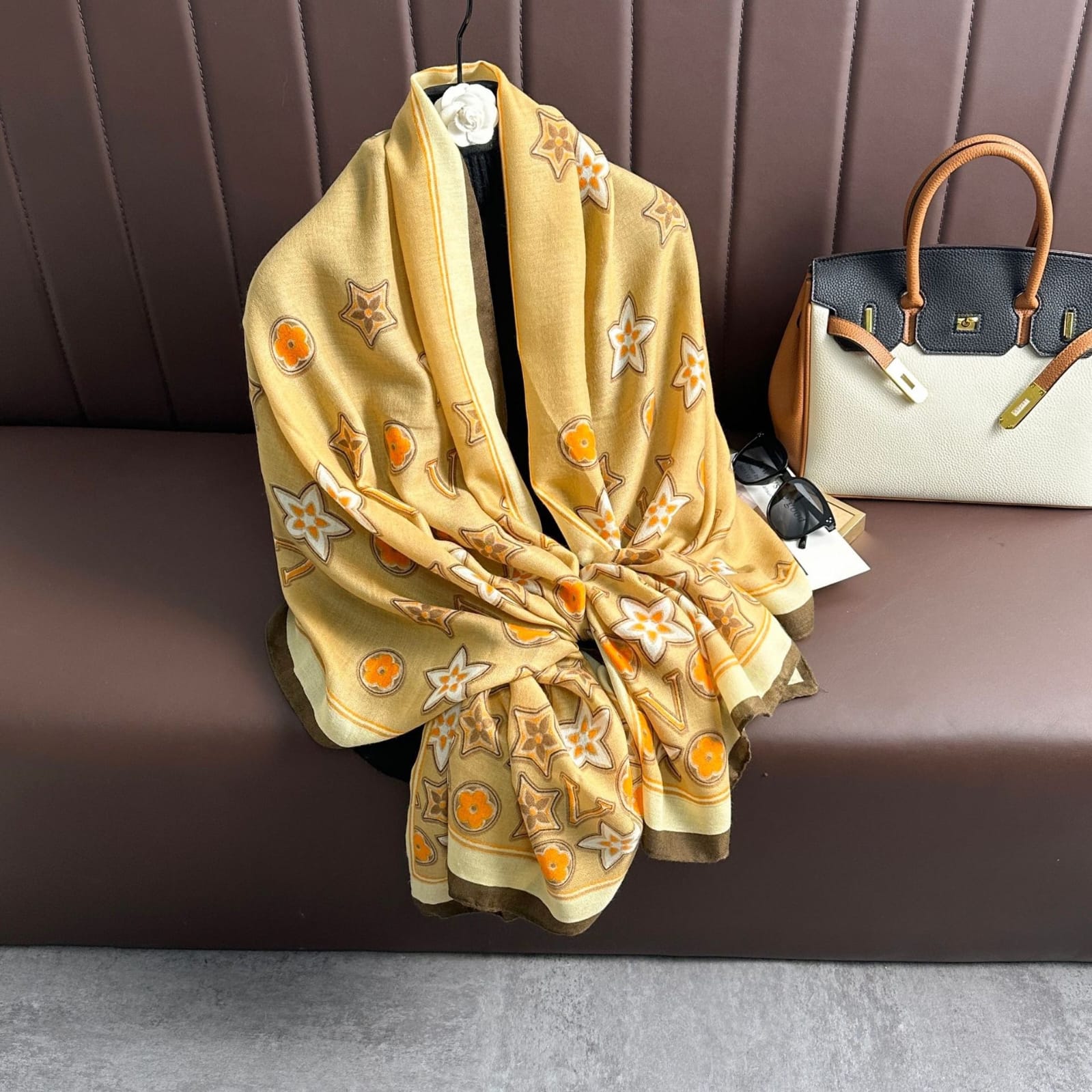 Beautiful yellow colour printed soft viscose hijab/ orna