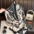 Black white mixed printed glossy hijab /orna