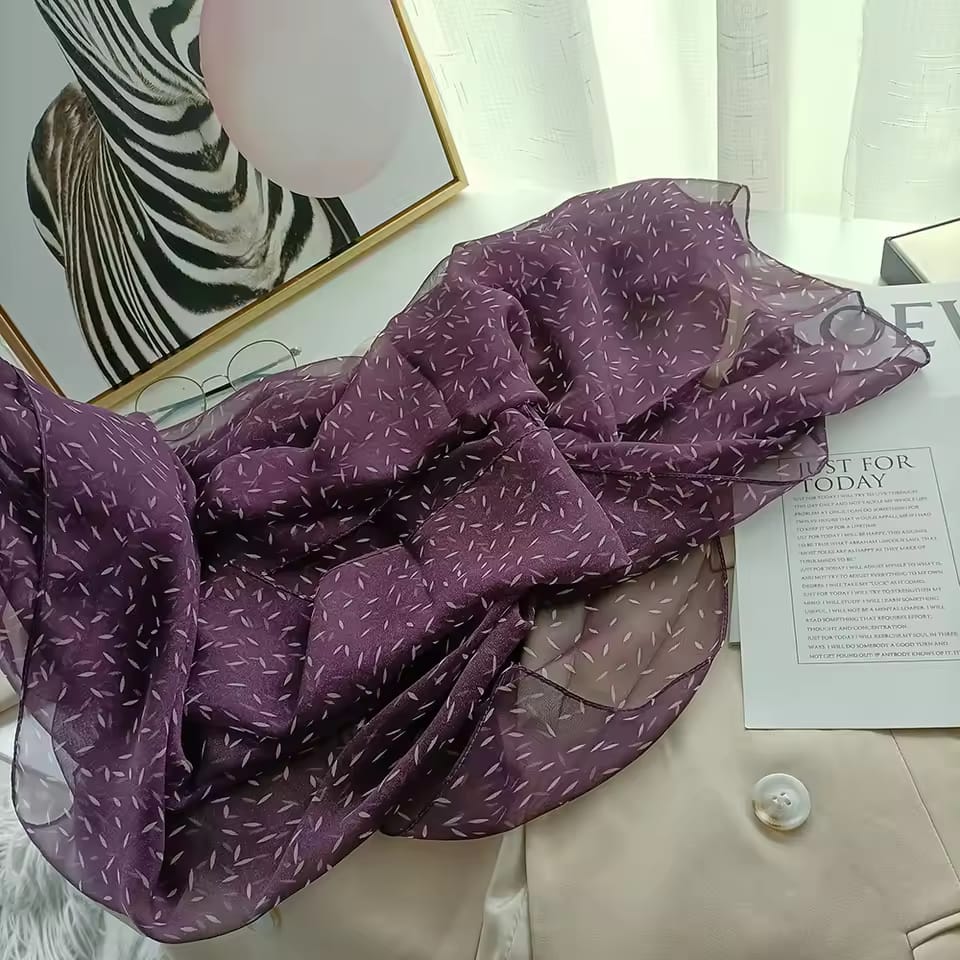Classy purple color soft long georgette imported scarf / orna