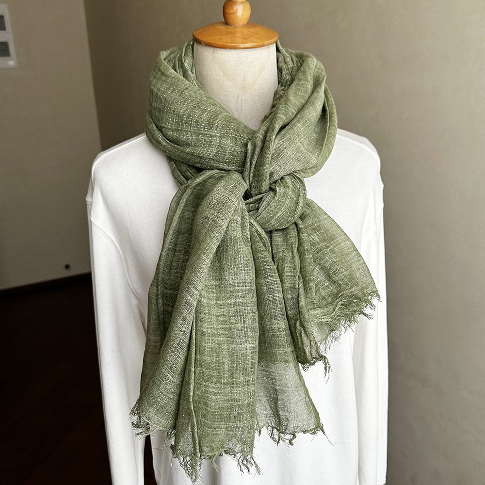 Elegant Military Green Summer Friendly Big Size Imported Cotton Hijab / Orna