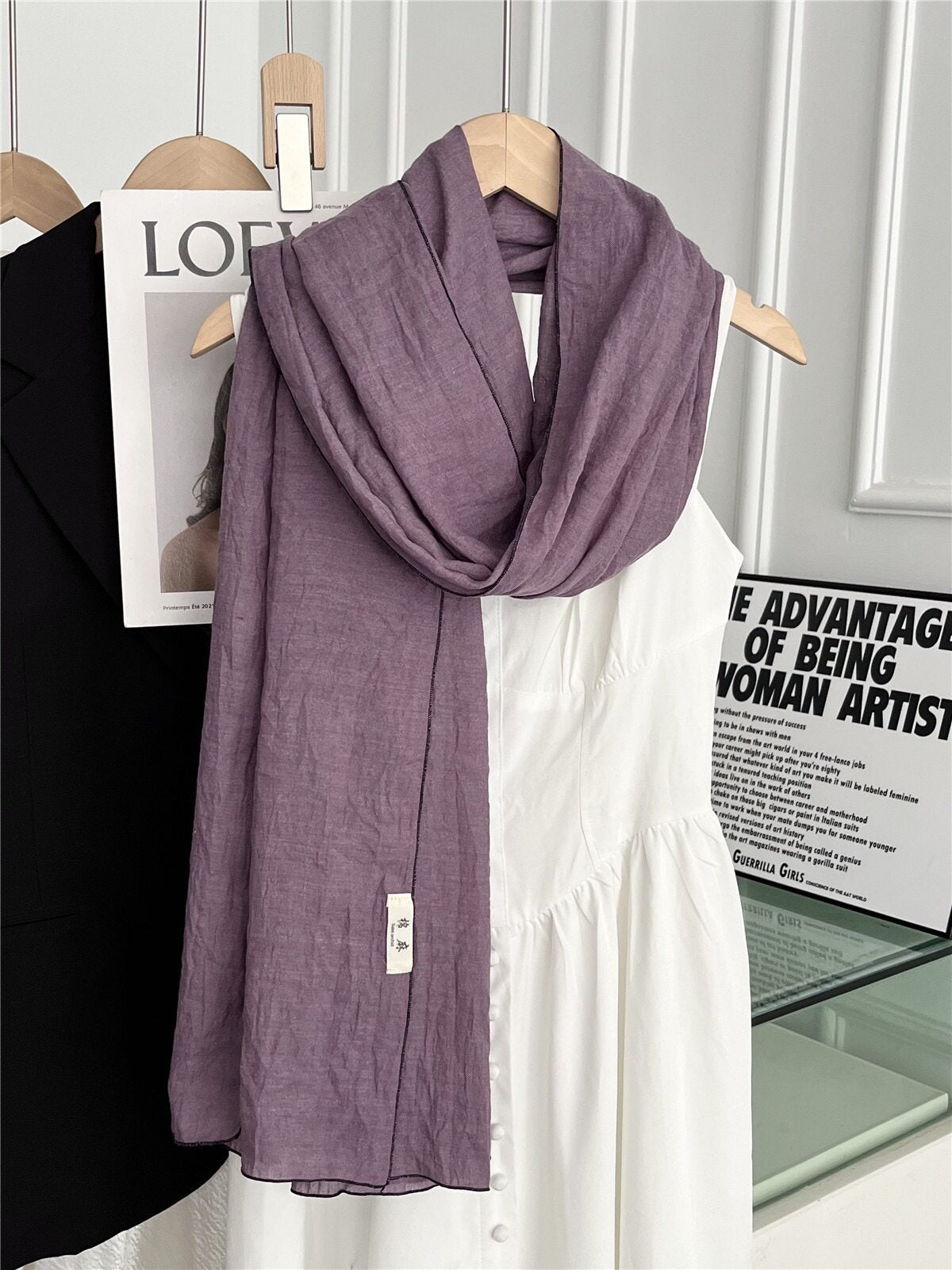 Stunning Purple Skin Japanese-Style Imported Summer Friendly Long Wrinkled Cotton Hijab / Orna