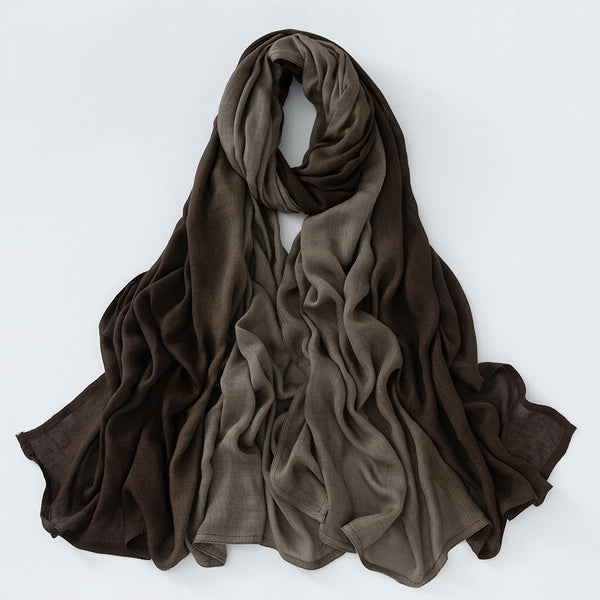 Elegant Coffee Color  Literary Retro Gradient Rayon Cotton Imported Hijab / Orna